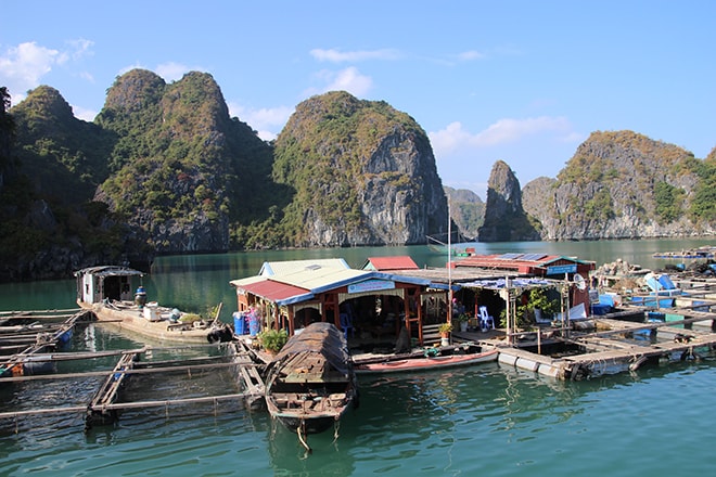 Village de pecheurs baie de Cat Ba halong croisière dans la Baie d'Halong