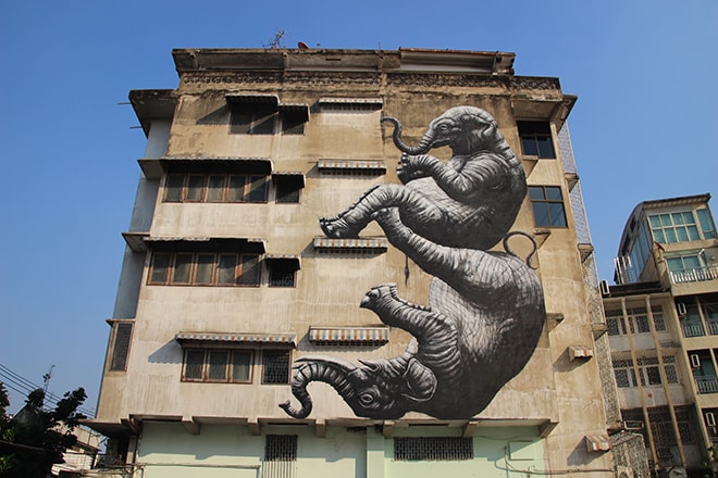 Roa Elephants Street Art Bangkok