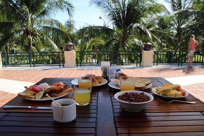 Notre petit dejeuner Pandanus Resort Mui Ne Vietnam