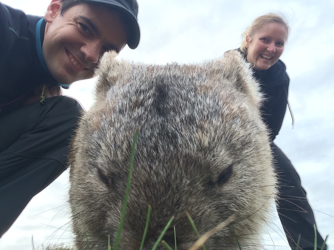 Nous avec le wombat Wilsons Promontory Australie