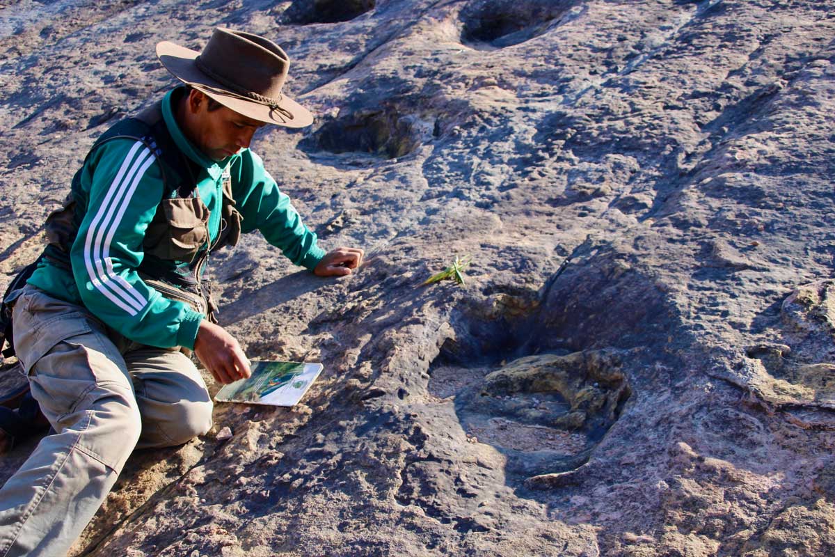 Guide trace dinosaure Toro Toro Bolivie