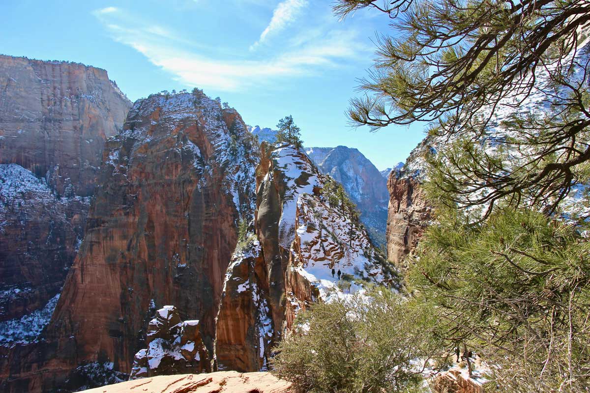 Angels Landing Randonnee Zion hiver