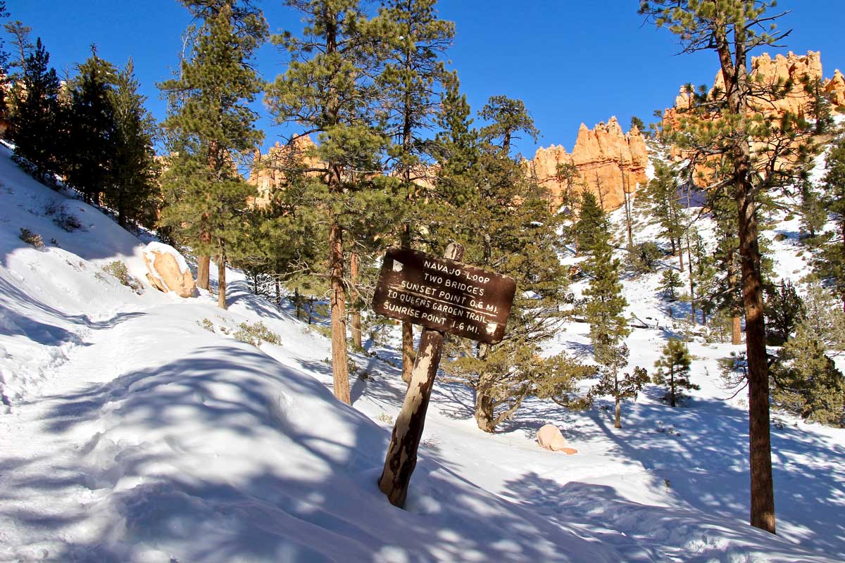 randonnée bryce canyon hiver