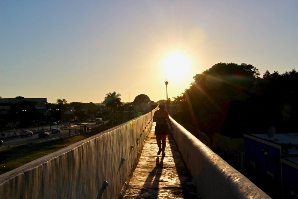 coucher soleil depuis les remparts de campeche